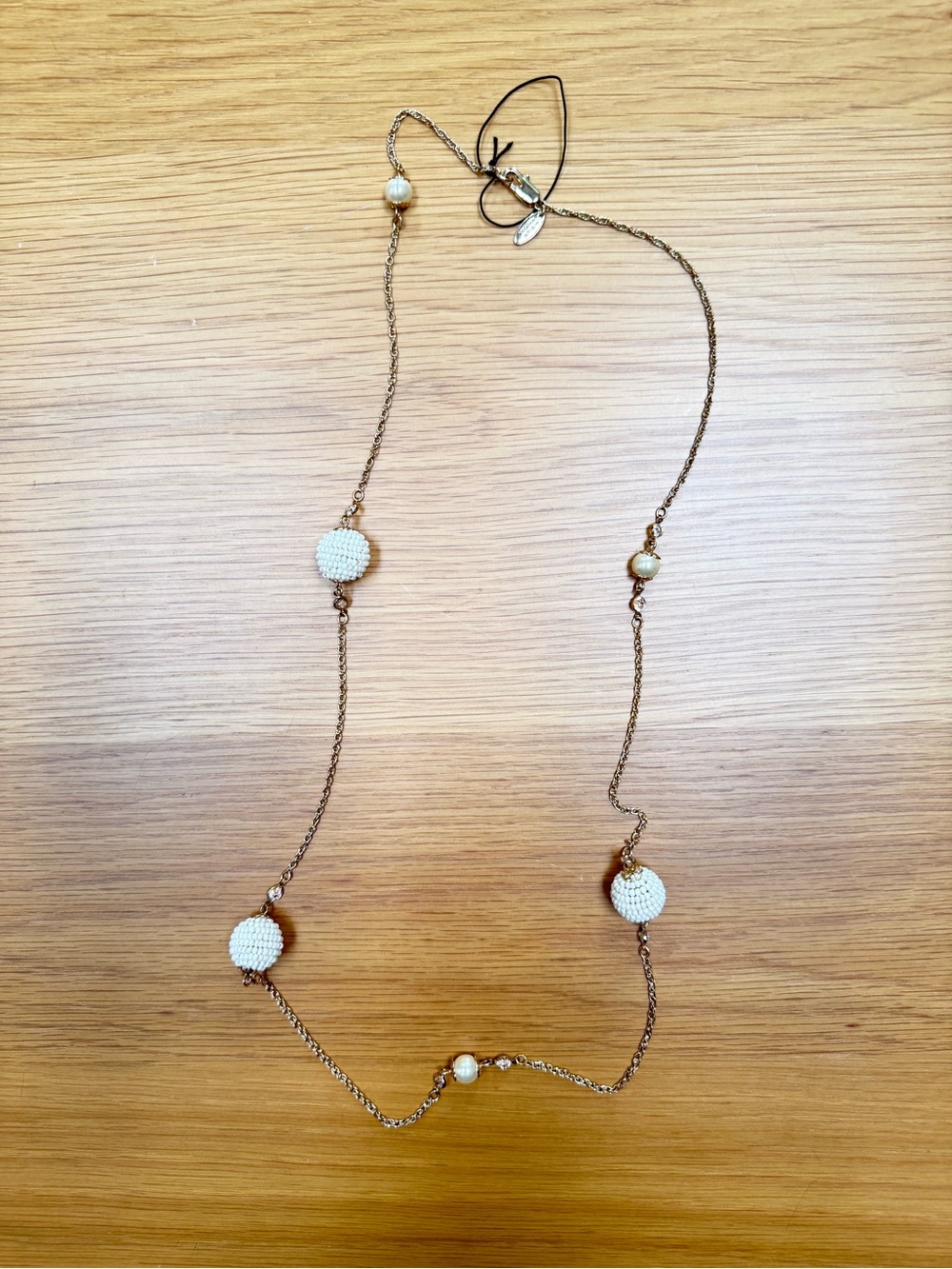 Miriam Haskell Gold-Tone Necklace with Ivory Beaded Orb Pendant Brand New - Picture 7 of 12